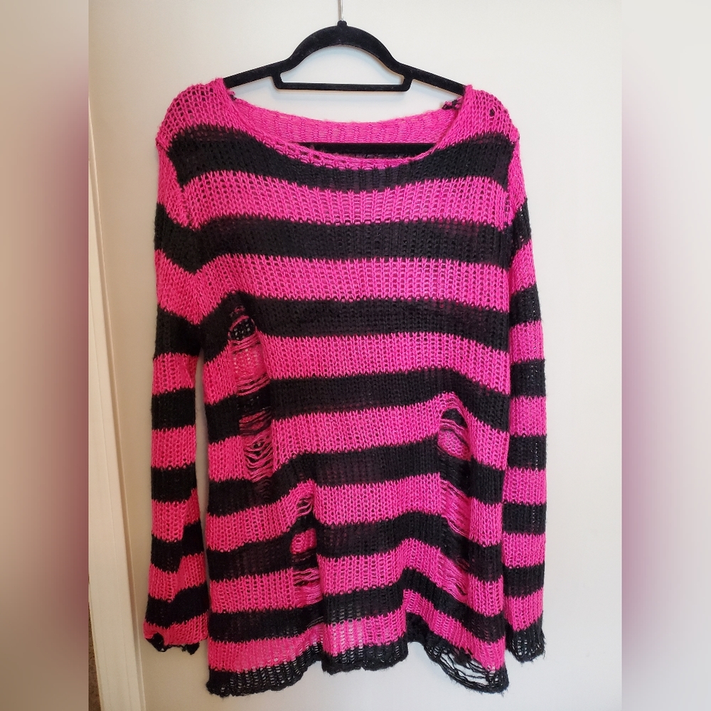 Distressed Striped Sweater